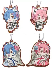 【中古】キーホルダー・マスコット(キャラクター) 全4種セット ラバーマスコット 「ガシャポンくじ Re：ゼロから始める異世界生活あそーと レム＆ラム 2」 B賞