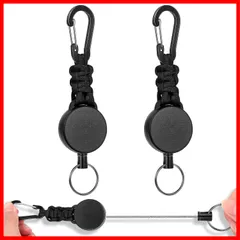 【人気商品】伸縮性リール式キーリール 超軽量 紛失防止 多機能 吊り下げ名札 カラビナ付き キャンプ リールキーホルダー ハイキング 2個セット 釣りアウトドア用 [SODOI]