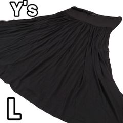 【洗練された黒のエレガンス✨】　Y’s　ワイズ　ベルト付き ロング スカート プリーツ シルク ヨウジヤマモト　黒　L　3