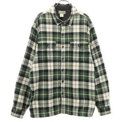 L.L.Bean エルエルビーン チェック柄 長袖 ネルシャツ XL グリーン 裏フリース アウトドア メンズ 古着