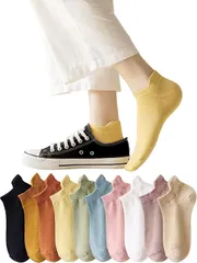 靴下 レディース スニーカーソックス くるぶし くつした 薄手 蒸れない 脱げない 通気 綿 くるぶしソックス 女性用 かわいい 10足セット 22-25cm 四季用