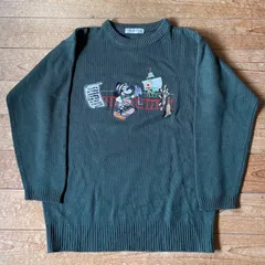 90's Disney Mickey Mouse embroidery knit. The Walt Disney company. Donaldson. ディズニー　ミッキー　刺繍　ニット　セーター　グリーン　緑　古着　メンズ　レディース