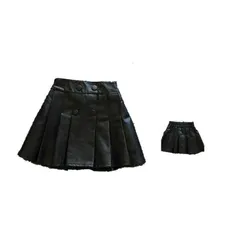 レザースカート キッズ 秋冬 プリーツスカート 女の子 スカート ハイウエスト ショート丈スカート ボトムス 無地 シンプル カジュアル おしゃれ ジュニア 子供服 ミニスカート Aラインスカート ガ HPT4355