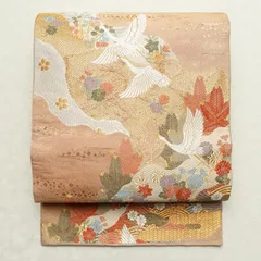 中古 袋帯 六通柄 フォーマル用 正絹 古典柄 橙