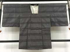 平和屋着物＃道行コート　紬地　横段文　伊勢丹扱い　ロング丈　正絹　逸品　CAAV5840id