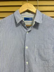 ビームス・ジャパン メンズ 青 ストライプロングスリーブシャツ M