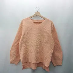 ◇ ⊇ Techichi テチチ Vネック スリット加工 アシンメトリー 長袖 ニット サイズF オレンジ レディース E  【1409240052609】