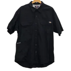 Dickies/ディッキーズ ワークシャツ サイドポケット 半袖 シャツ ボタンダウン ワンポイントロゴ オーバーサイズ ビッグサイズ インドネシア製 メンズ XL ブラック
