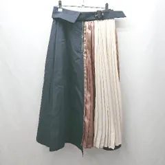 ◇ Θ REDYAZEL レディアゼル プリーツ加工 ロング フレアー スカート サイズM ネイビー ベージュ レディース E  【1503310005400】