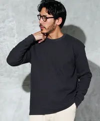 新品 未使用 JIGGYS SHOP(ジギーズショップ)ワッフルサーマルロンT クルーネック 217856 ブラック