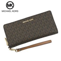 MICHEAL KORS マイケルコース 総柄MKロゴ ラウンドファスナー 長財布 ブラウン 32F1GJ6E7B レディース