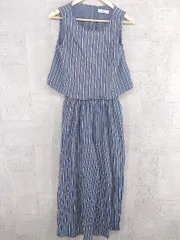 ◇ Sonny Label サニーレーベル URBAN RESEARCH ストライプ ノースリーブ オールインワン サイズF ネイビー レディース 【中古】 【1002800374748】