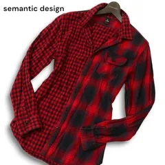 semantic design セマンティック デザイン 秋冬 クレイジー切替★ 長袖 チェック ネル シャツ Sz.LL メンズ