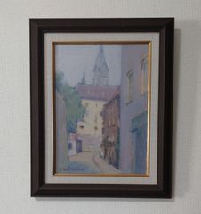 油絵「可愛い散歩道」原画　額付 0_6453ae58d0441d5a92102d5d2329