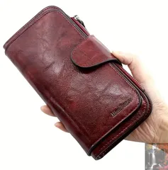 財布 メンズ PU 長財布 ロング カード20枚以上 二つ折り 大容量 厚い マルチカード ジッパー クリップ 小銭入れ クラッチバッグ 軽い おしゃれ 大きい 軽量 札入れ スリム 多機能 派手 未使用 新品 アウトドア お札折らない 金運 家計管理 茶色