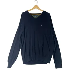 TOMMY HILFIGER トミーヒルフィガー ニット セーター ワンポイント刺繡 オーバーサイズ CHINA製 XLサイズ ブラック