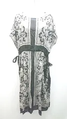 ◇ CRAFT クルーネック 花柄 薄手 夏向け ノースリーブ ロング丈 ワンピース 表記なし ブラック レディース E  【1308160031667】