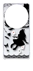 【新品未使用】 AQUOS R9 Pro SH-54E SH-M30 アクオス クリア ハードケース (Alice in wonderland(ブラック)) アリス トランプ 