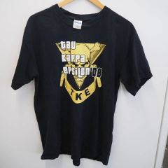 (アメリカ古着)スカルプリント フロント&バックロゴ Tシャツ ブラック L