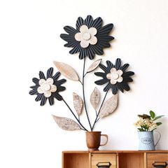 壁飾り 壁掛け アイアン おしゃれ お花 アンティーク 木製 アートパネル アートフレーム ウォールアート アイアンとウッドの壁飾り 3フラワー