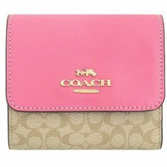 COACH コーチ 三つ折り財布 コンパクトウォレット シグネチャー ピンク