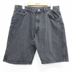 W36/古着 ラングラー ショート パンツ ショーツ メンズ 90s コットン 黒 ブラック デニム spe 25apr26 中古 ボトムス 短パン ショーパン ハ