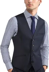 冠婚葬祭 就活 結婚式 定番 通勤 クラシック 2ポケット 尾錠付き 就職 フィット Vネック 大きいサイズ チョッキ スリム 紳士 フォーマル ビジネス スーツベスト メンズ [VYOOU]