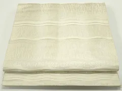 平和屋着物●本場筑前博多織　八寸名古屋帯　立涌横段文　生成り色　正絹　逸品　DAAV9031ob