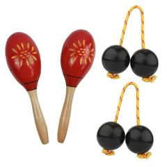 SALUDABLE マラカス パチカ アサラト 楽器 シェイカー パーカッション 赤 木製 セット