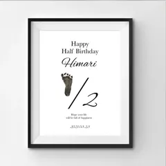 ハーフバースデー手足形2枚　命名書　1歳2歳 タペストリー誕生日飾り