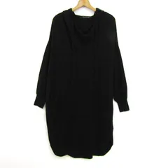 ミズイロインド ニットワンピース フード付き 長袖 ウール混 ブランド トップス 黒 レディース Fサイズ ブラック mizuiroind 【中古】