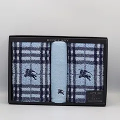 箱付き 美品 バーバリー 3点タオルセット 綿100％ 日本製 ブルーチェック柄 ブルーカラー INB 2000000 NSK