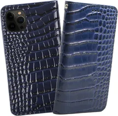 ReZuell. スマホケース クロコダイル 牛革 手帳型 レザー ケース iphone13Pro Max ブルー [ブルー] [iphone13Pro Max]