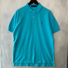 A3289  00's POLO Ralph Lauren ポロ ラルフローレン 半袖ポロシャツ 水色 XL 古着 ワンポイント 無地 ロゴ