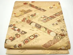 平和屋着物○西陣 六通柄袋帯 菊間道 金糸 証紙付き 正絹 逸品