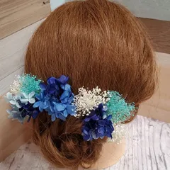 オーダー 髪飾り ヘアパーツ プリザーブドフラワー かすみ草 紫陽花 ブライダル