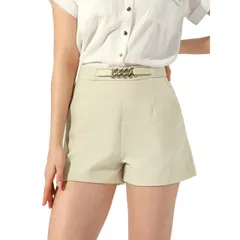 【送料無料】 アレグラ ケー レディース ハーフパンツ・ショーツ ボトムス Women's Elegant High Waist Zipper With Pockets Straight Leg Summer Shorts Beige