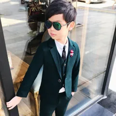 ☆ ダークグリーン ☆ 100cm ☆ フォーマルスーツ lysu10252 卒業式 スーツ 男の子 入学式 セットアップ フォーマルスーツ キッズ ジュニア ジャケット フォーマル ボーイズ おしゃれ かわいい 子供服 子ども服 ベビー服