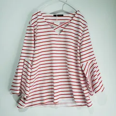 新品【INGNI】トップス 梨地ポンチ ボーダー 裾クロス 袖タックフレアー