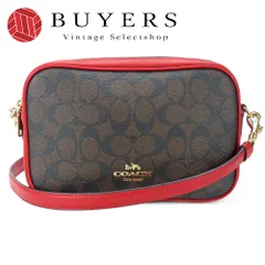 【中古】 コーチ ショルダーバッグ 68168 シグネチャー レザー PVC レッド ブラウン ゴールド金具 斜め掛け カメラバッグ レディース 女性 COACH