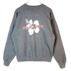 90sトレーダージョーズTrader Joe'sヘインズHanesスウェットトレーナー両面プリントロゴプリント花ハイビスカス灰色グレーアメリカスーパーマーケットアメカジストリートゆるダボvintageヴィンテージ50819