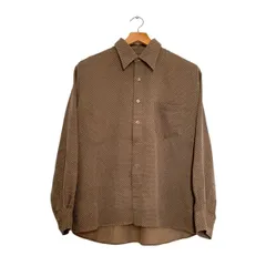 【BRUNO】総柄シャツ｜メンズXLサイズ｜ベージュ×ブラウン｜レーヨン混｜長袖｜ビッグシルエット｜古着のサムネイル