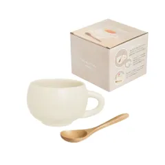 ☆ OWH ☆ maru スープマグセット スープカップ スプーン付き スープマグ スープボウル 取っ手 スープ カップ 持ち手 スープマグカップ スプーン 木製 おしゃれ オシャレ 小さめ 可愛い かわいい インスタントスープ 箱入り ギフト 贈り物