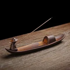 Crystal craft お香立て オシャレ 線香立て 灰がこぼれない お香たて 香炉 おしゃれ インテリア 雑貨釣り人風お香立て(ブラウン,  25.6長さ x 4.5幅 x 5.5厚み cm)