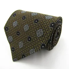 レノマ ブランドネクタイ 小紋柄 ダイヤ柄 格子柄 幾何学模様 シルク イタリア製 PO メンズ ブラウン renoma 【中古】