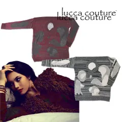 ルッカクチュール lucca couture ニット セーター トップス レディース 長袖 クルーネック 丸首 秋 春 軽い 1枚で決まる ブランド きれいめ 薄手 大きいサイズ おしゃれ ワインレッド