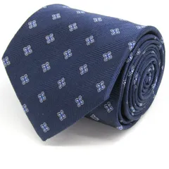 アルフレッドベレッタ ブランド ネクタイ 小紋柄 花柄 ヘリンボーン柄 シルク PO メンズ ネイビー ALFREDO BERETTA 【中古】