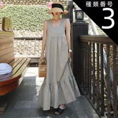 種類3：ミントグリーン/L ワンピース フレアワンピース ティアードワンピース ロジスワンピース ワンピドレス ロング ロング丈 マキシ マキシ丈 アンクル丈 袖なし ノースリーブ スクエアネック 襟なし フレア 切り替えデザイン ハイウエスト 綿 かわいい 