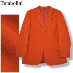【上質】 イタリア製 トンボリーニ Tombolini コーデュロイ シングル 3B テーラードジャケット ブレザー 秋冬 オケージョン オフィス カジュアル 44 オレンジ レディース ♪