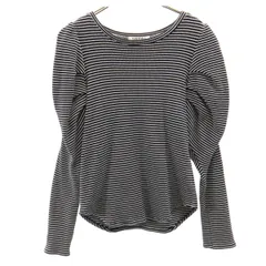 SNIDEL スナイデル ボーダー柄 長袖 パフスリーブ ワッフル ニット F ブラック レディース 古着